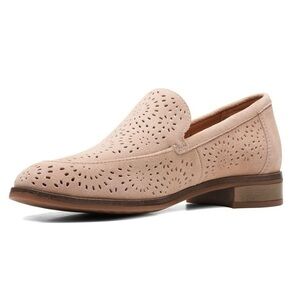 Clarks 10 Women's Trish Calla Loafers Suede Tan Beige Comfort Shoes Slip Ons